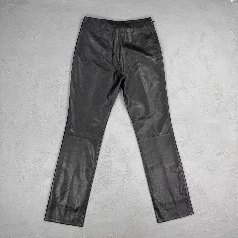 Vintage Lucky Leather Black Leather Straight Leg Pants Women's 8 - Picture 5 of 6